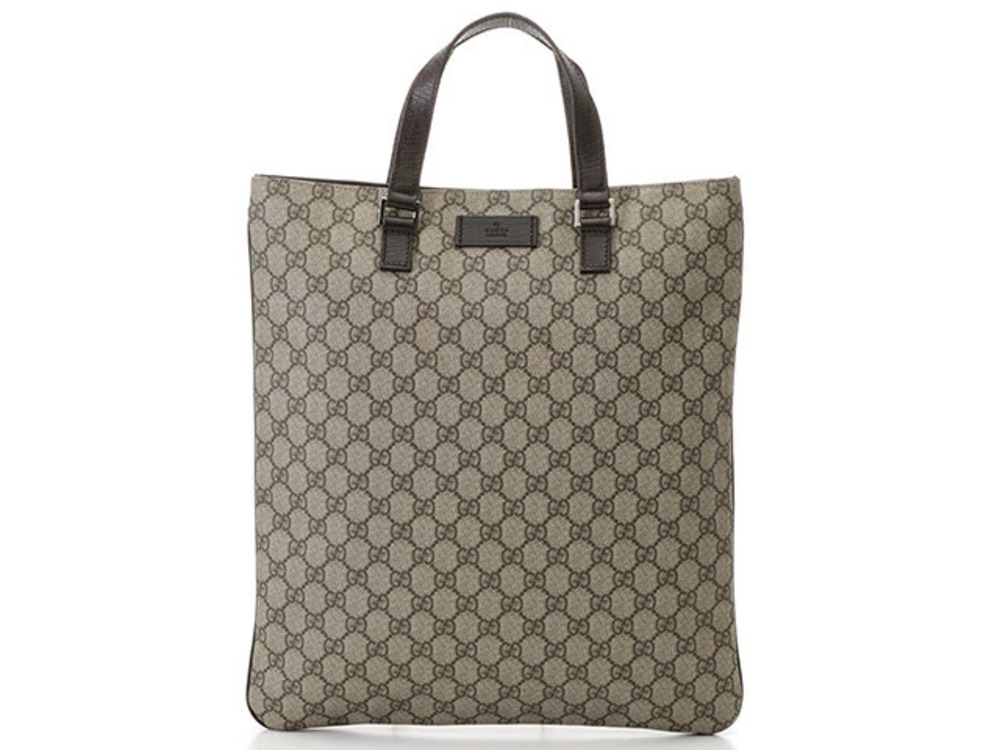 Gucci bag tote GG Beige Cream dark brown canvas